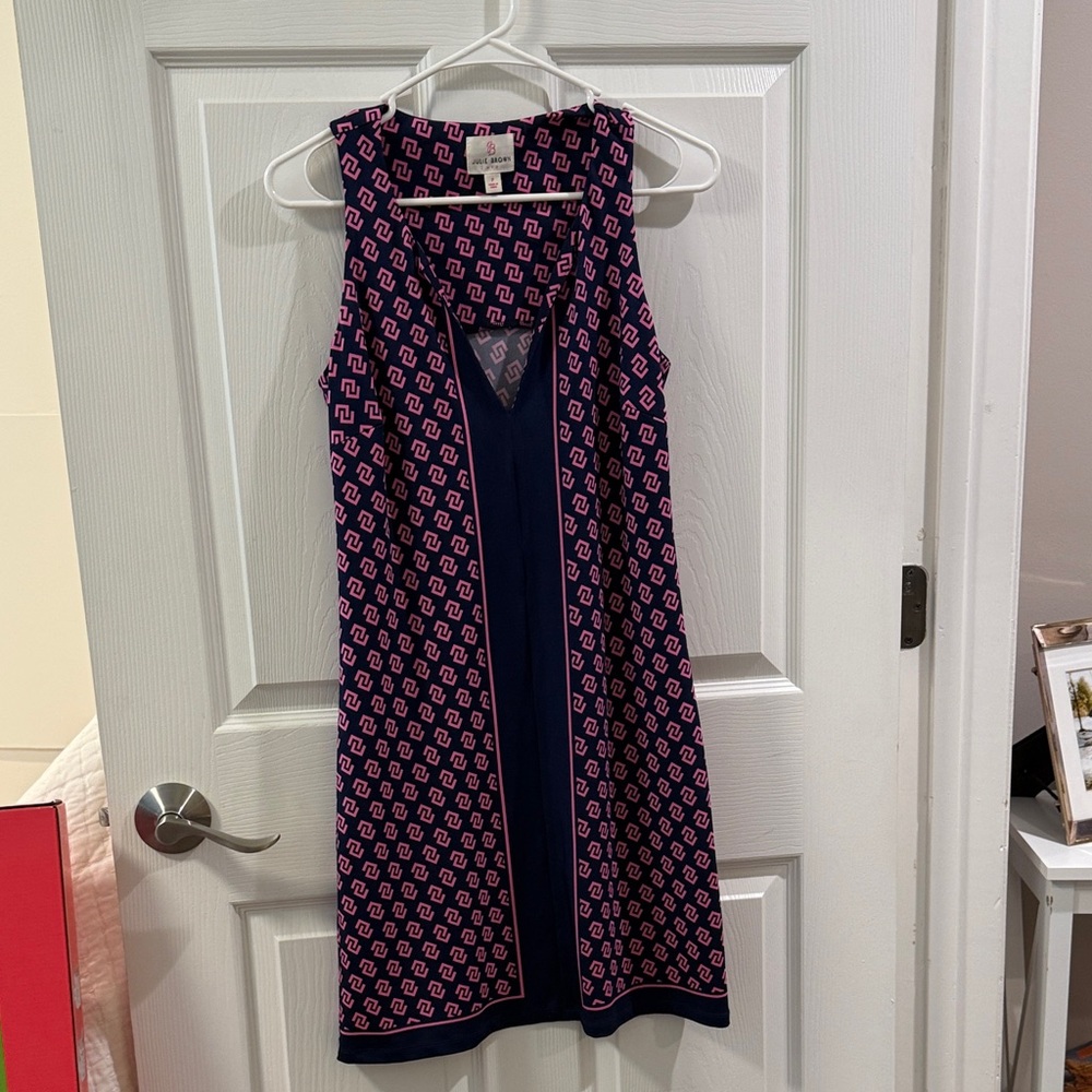 JB by Julie Brown Navy and Pink Sleeveless Midi Dress